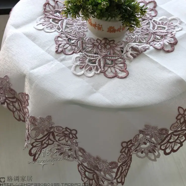 

Export European style color beige satin soluble lace tablecloths Discounted multi-standard