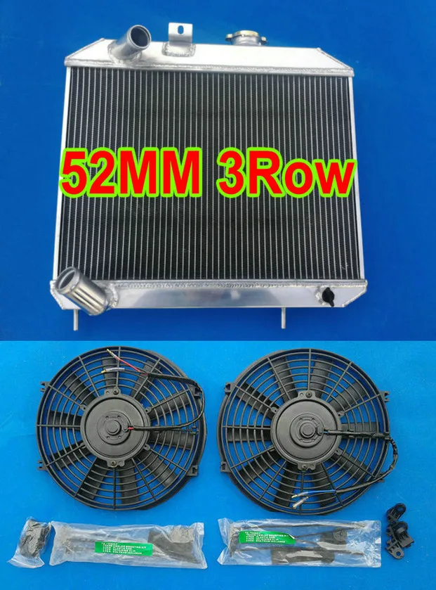 Radiator And 2 Fans Алюминий радиатора и вентиляторы для 1941-1952 джип Willys MB M38 MC 1-тонновый грузовой автомобиль 463 473 CJ-2 CJ-3 FJ Jeepster 2.2L 2.4L 2.6L 3.7L - Цвет: Radiator And 2 Fans