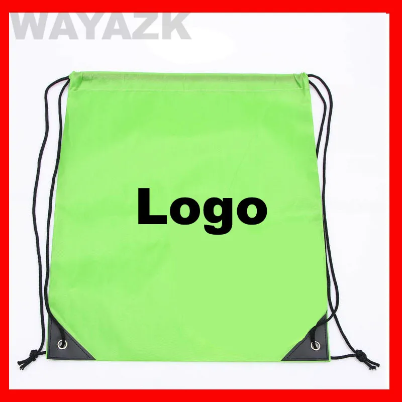 (100pcs/lot) Personalized Printed Drawstring Backpack Sports Bags with Logo