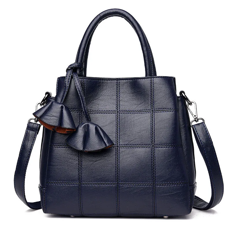 Navy Blue Роскошные кожаные сумки с цветами, женские сумки, дизайнерские сумки высокого качества, женская сумка через плечо, женская сумка через плечо - Цвет: Navy Blue