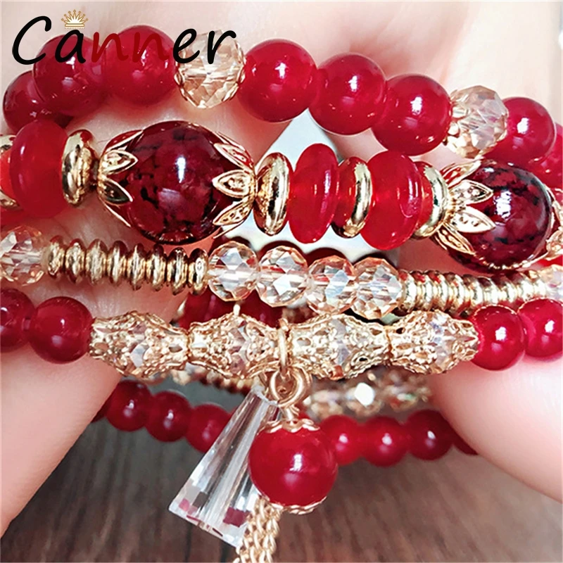 Женский браслет с бусинами CANNER богемский многослойный кристаллами из
