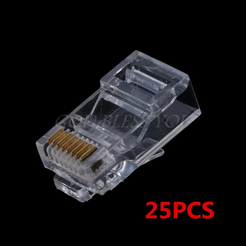 25 шт. Позолоченные сетевые кабели RJ45 Модульный штекер Cat5 CAT5e разъем 8P8C utp