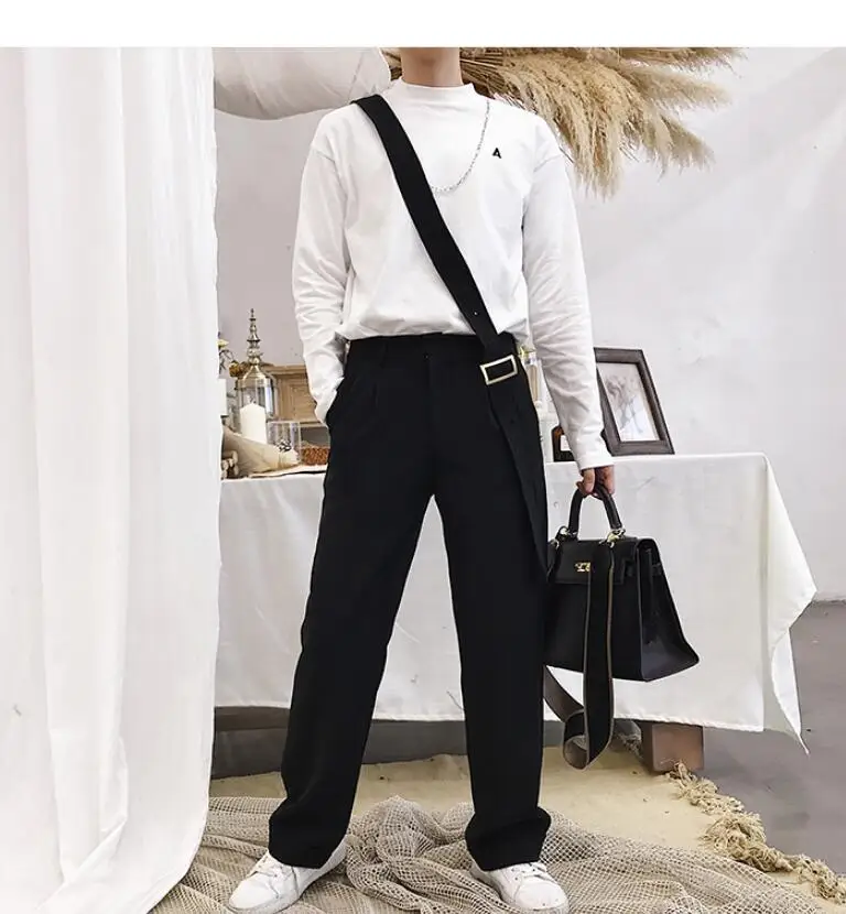 2019 Новые повседневные Длинные мужские брюки в Корейском стиле ассиметричные