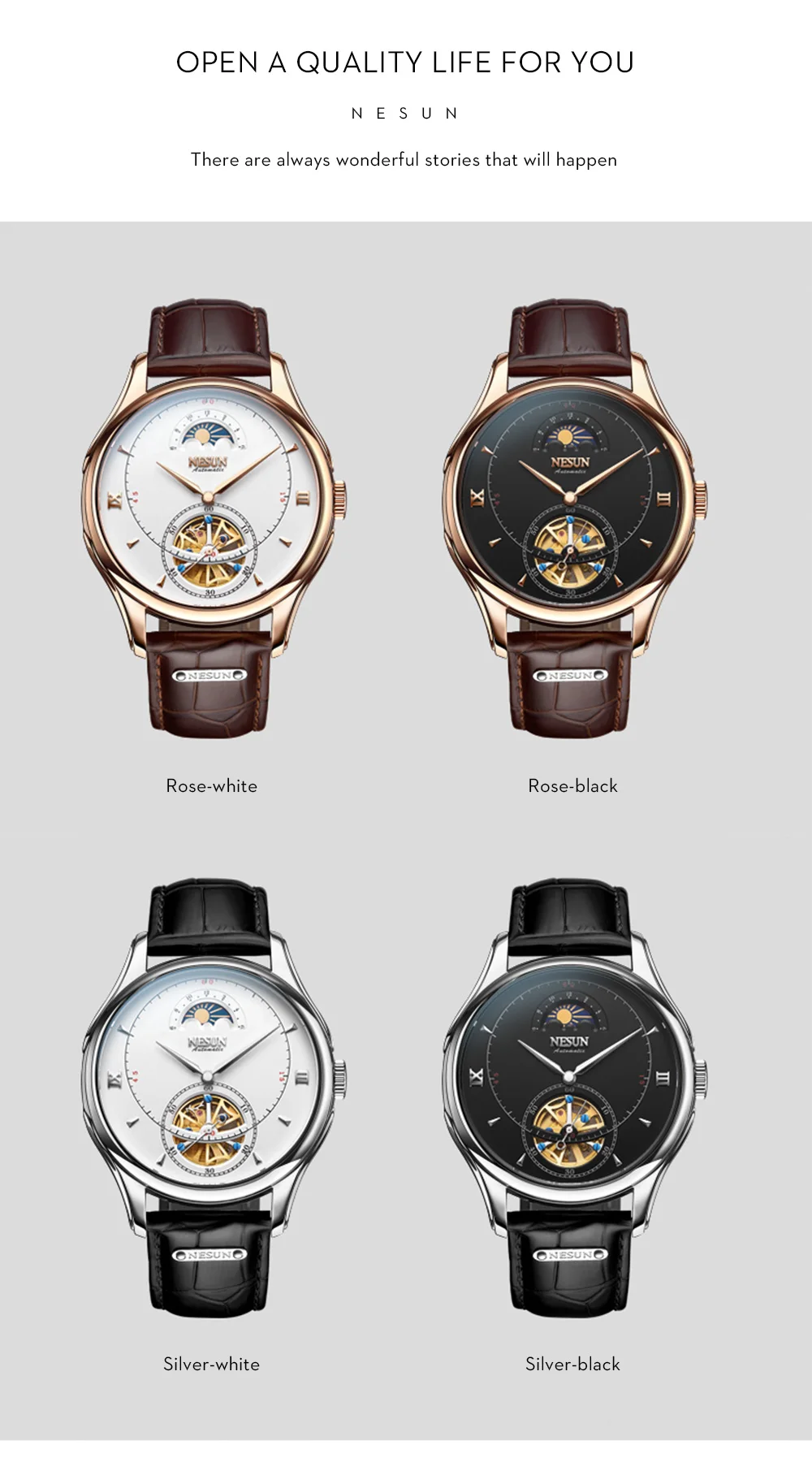Швейцария NESUN Tourbillon механические часы для мужчин люксовый бренд автоматический бизнес Скелет Водонепроницаемый Relogio Masculino M9038-4