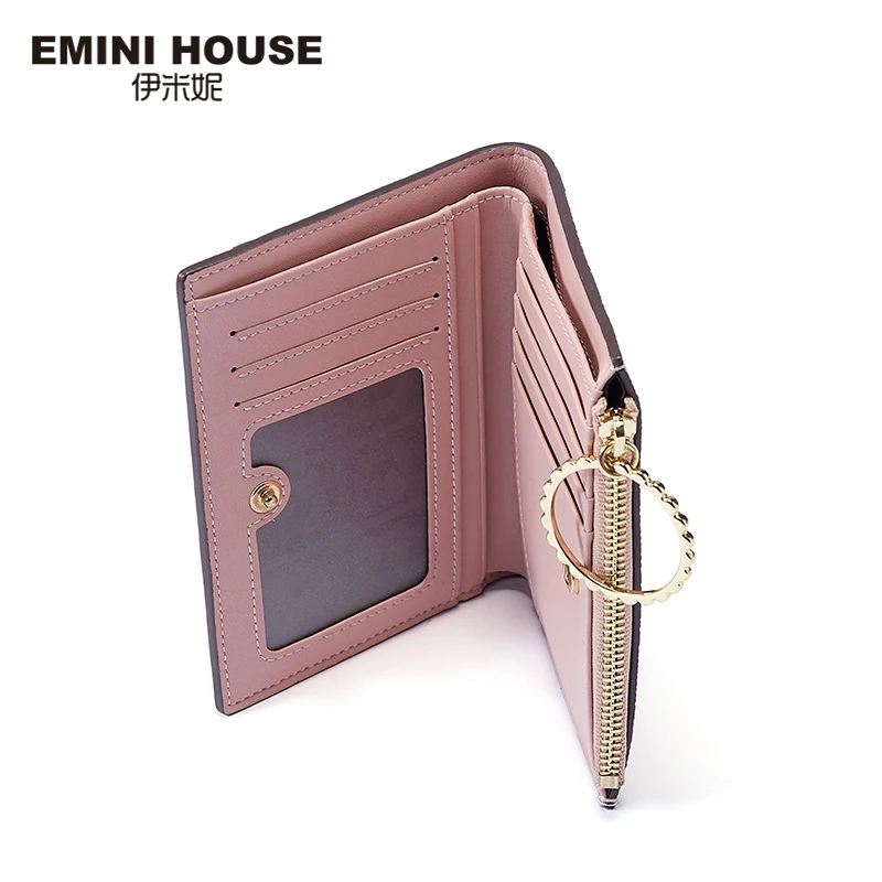 Женский кошелек двойного сложения EMINI HOUSE с оборками держатель для карт