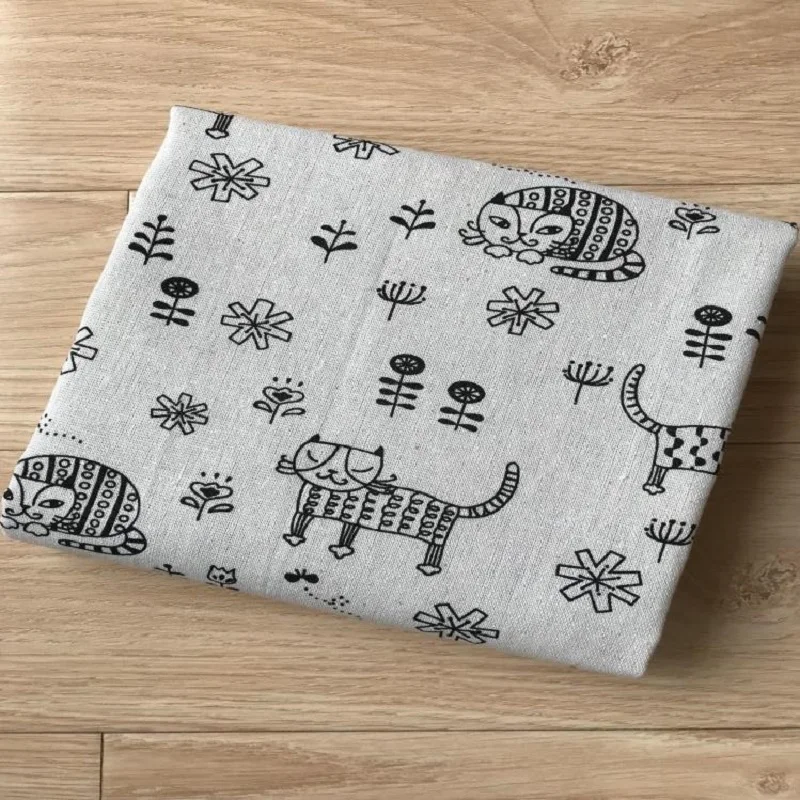 Детский Стиль милый кот печать хлопок лен холст льняная ткань ручной работы DIY