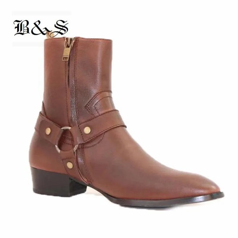 Ботинки черные и уличные из коровьей кожи на танкетке 4 см | Обувь