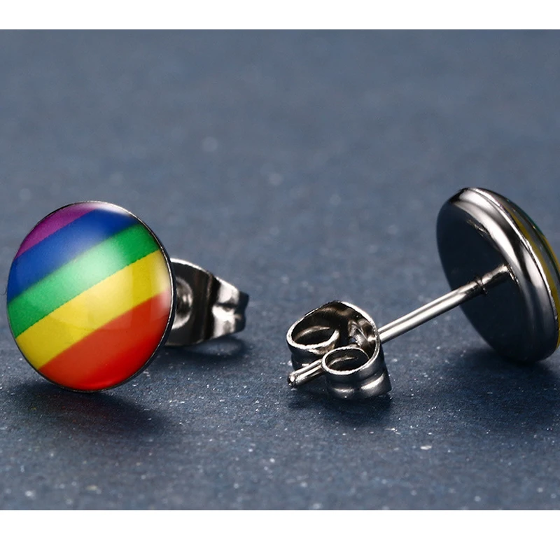 1 пара Прямая поставка радужные серьги-гвоздики нержавеющая сталь гей ЛГБТ