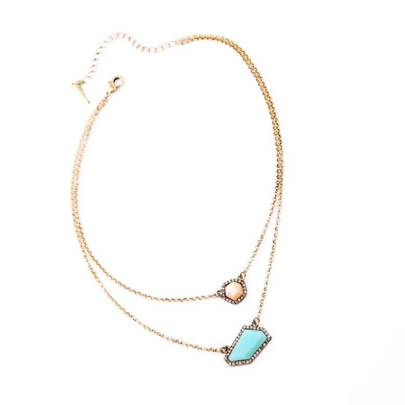 Новое поступление женский двухслойный свитер ожерелье полудрагоценное