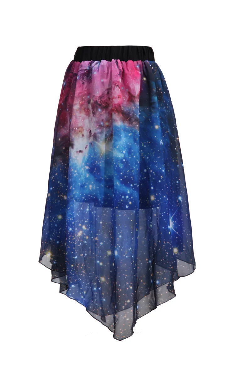 Женская Асимметричная шифоновая юбка длинная в стиле Харадзюку С 3D принтом