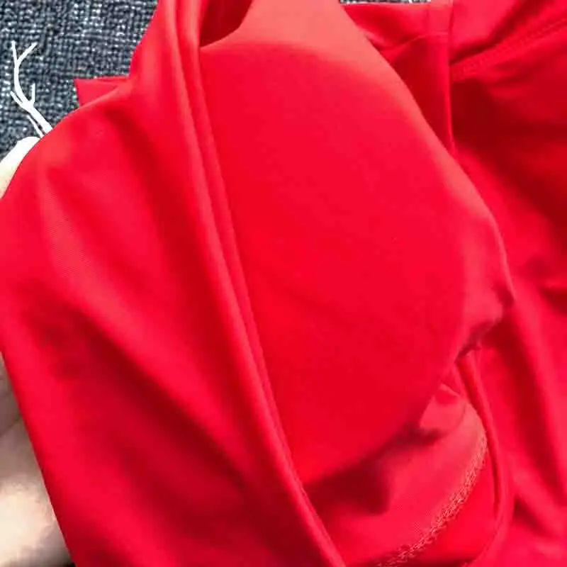 Женский купальник с высокой талией красный бикини v-образным вырезом пуш-ап 2019 |