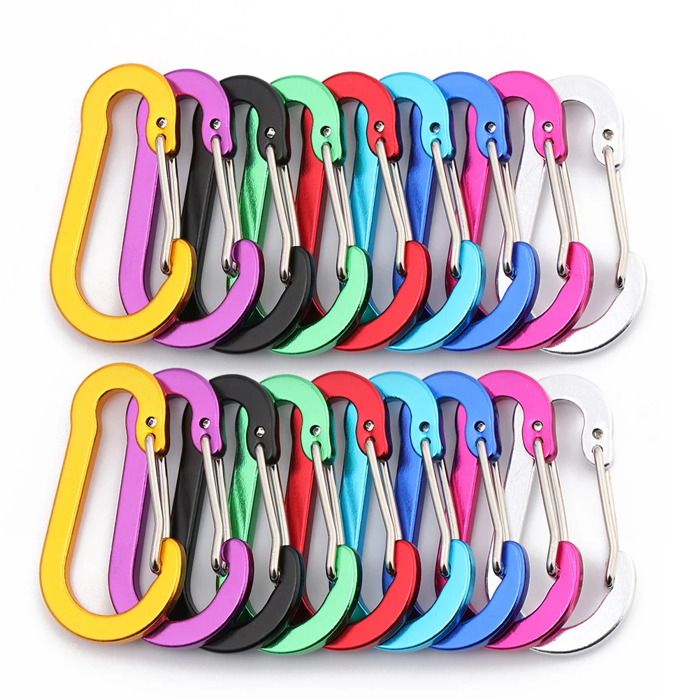 

5PC Aluminum Alloy Carabiner Lock Buckle Outdoor Backpack Camping Climbing Tools Booms Fishing Hook Keychain Snap Clip Accessory