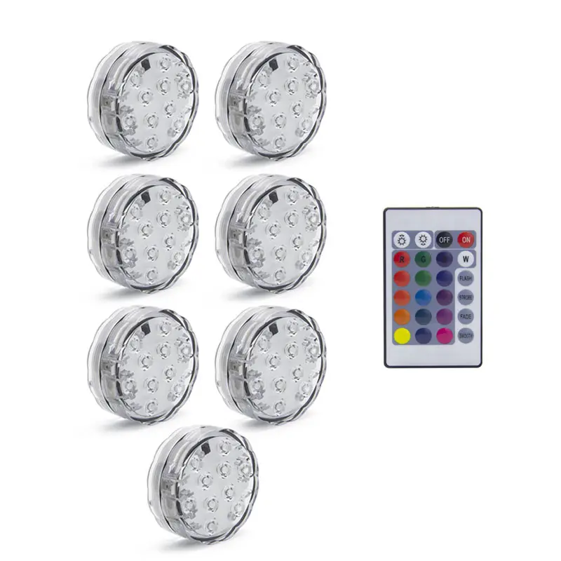 1 control 7 lghts 10 светодиодный RGB погружной светильник с дистанционным управлением, на батарейках, подводный Ночной светильник, напольная ваза, чаша, садовые вечерние украшения - Испускаемый цвет: 1 control 7 lghts