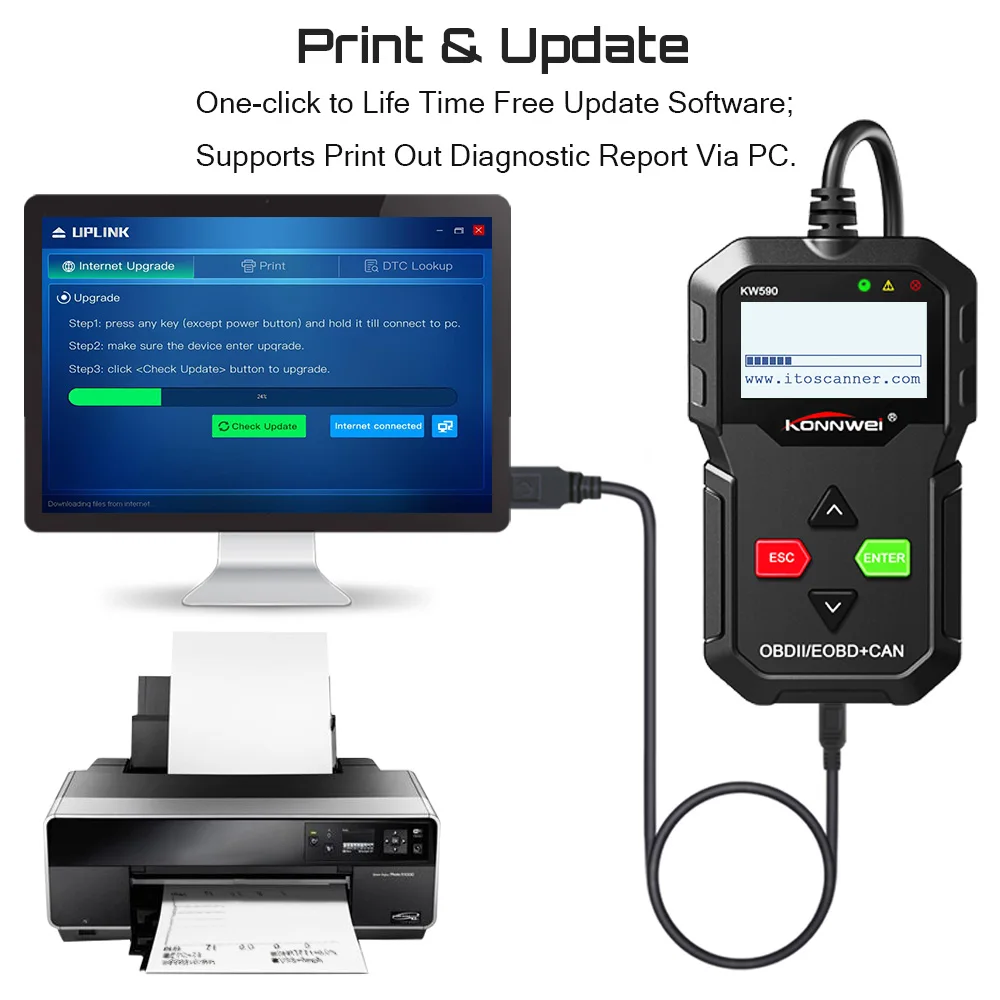 Best ODB OBD2 Scanner KONNWEI KW590 Car Diagnostic Multi language Code Reader OBDII Russian Better Than AD310|Диагностические