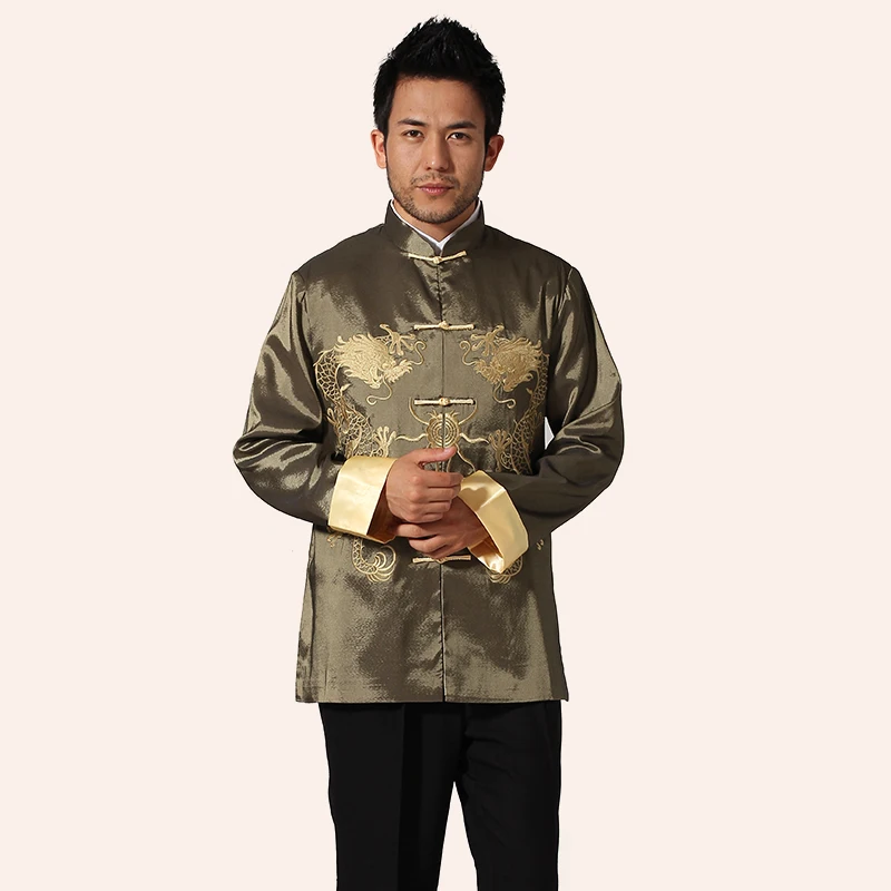 Модные тренды Бургундия мужской костюм Тан китайский стиль Wu Shu куртка Мандарин