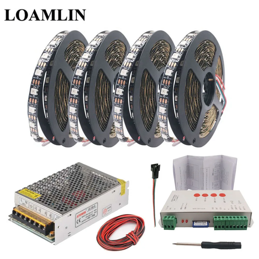 WS2812B WS2812 RGB Светодиодная лента T 1000S sd карта пикселей Led контроллер DC5V светодиодный