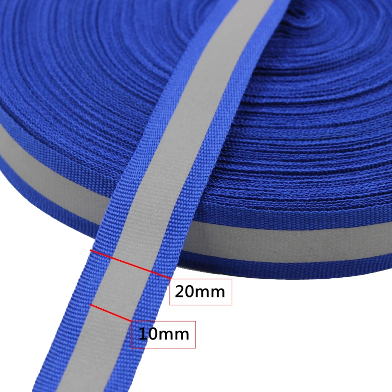 

BLUE Reflective Fabric Strip Edging Braid Tape Reflective Webbing Sew On Garment/Bag/Shoes 20mm*10mm(W) 400 yards