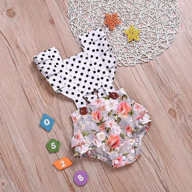 Летнее платье для маленьких девочек Хлопковое с узором в горошек Цветочный принт