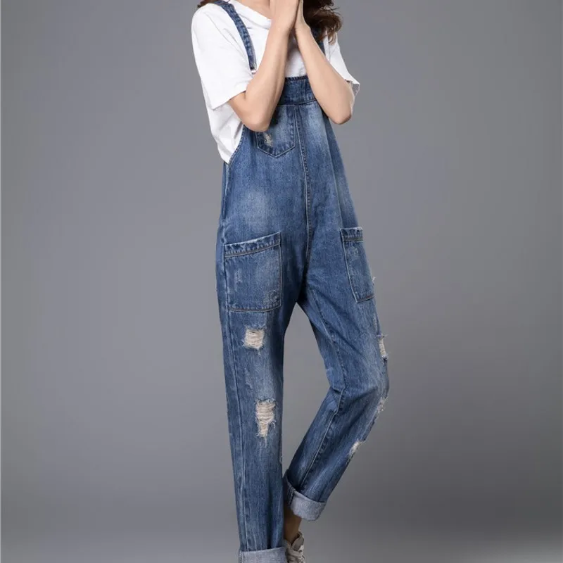 Женский джинсовый комбинезон с широкими штанинами размеры S M Xl 3Xl 5Xl 6Xl|jumpsuit plus|overall