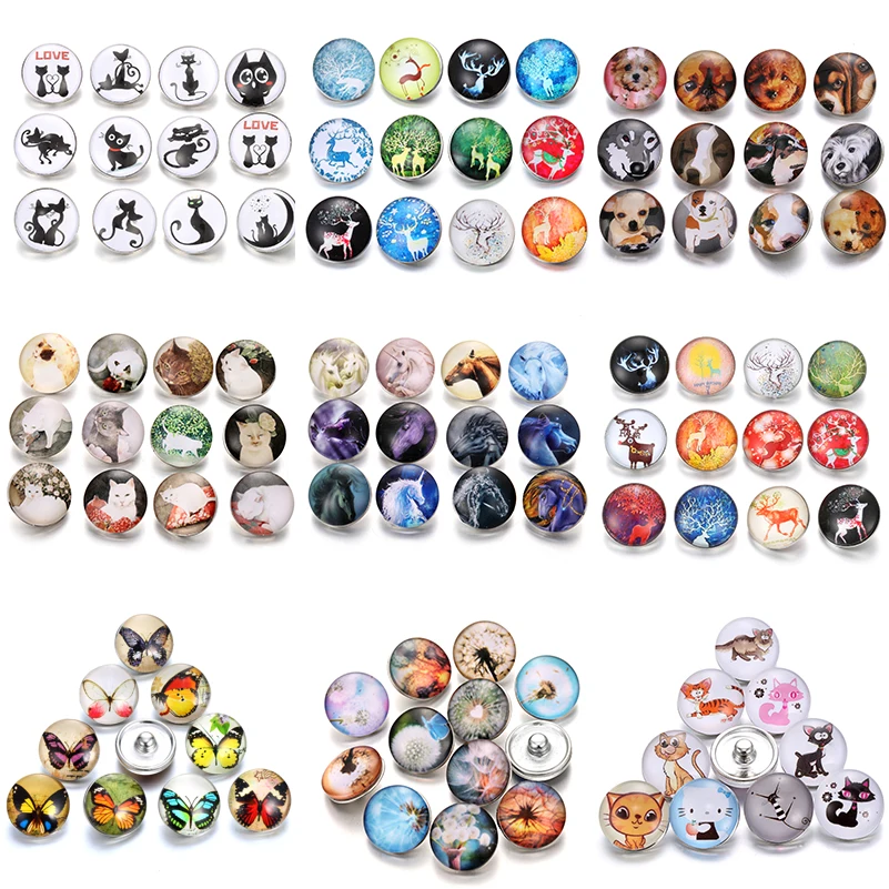 10 шт./лот смешанные стеклянные кнопки с рисунком лошади 18 мм для самостоятельного