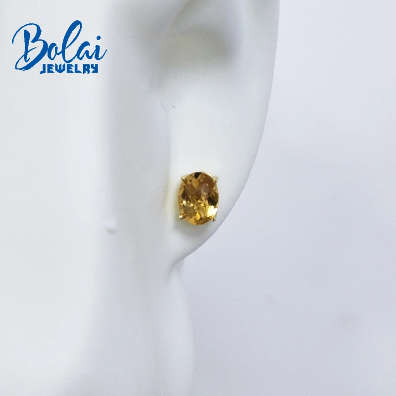 Bolaijewelry, простые серьги, натуральный цитрин и драгоценный камень аметист 925 желтого стерлингового серебра, ювелирные украшения для женщин, подарочная коробка