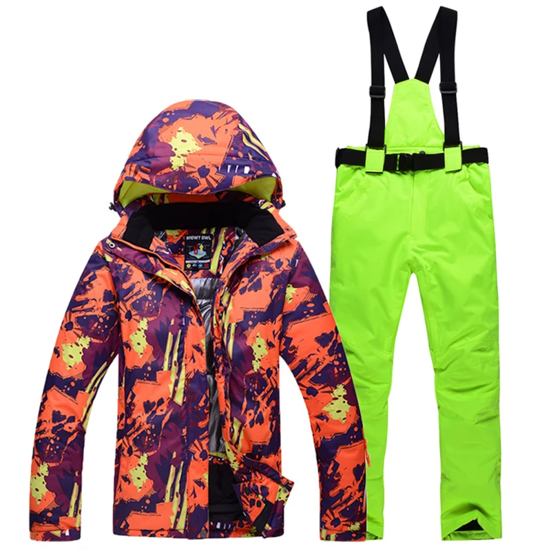 Зимняя Лыжная одежда для мужчин и женщин, водонепроницаемая Толстая теплая куртка, лыжные штаны, пара лыжных пальто для сноуборда, спорта на открытом воздухе, лыжный комплект
