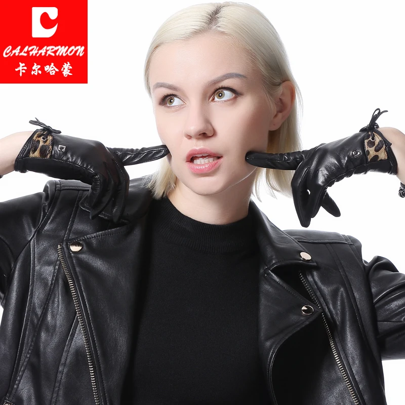 Calharmon Для женщин Прихватки для мангала Пояса из натуральной кожи Зимние перчатки