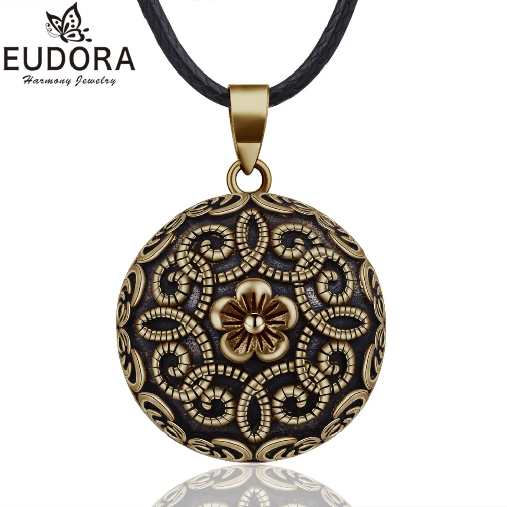 Винтажное ожерелье EUDORA Harmony B322 бронзовое с подвеской в виде колокольчиков и