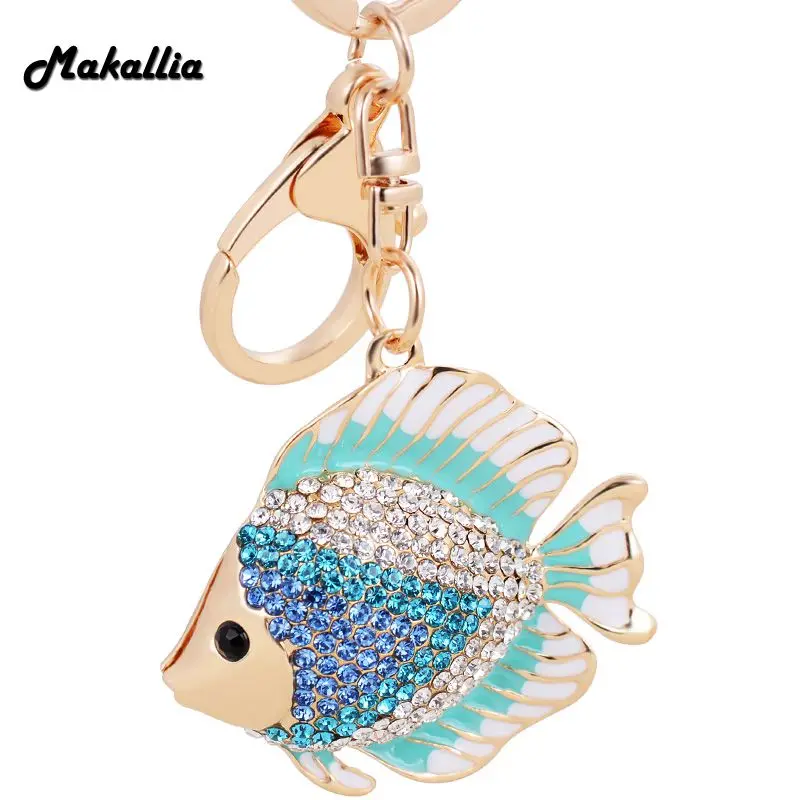 Модные высококачественные цвет рыбка сплав Полный Кристалл цепочка для ключей