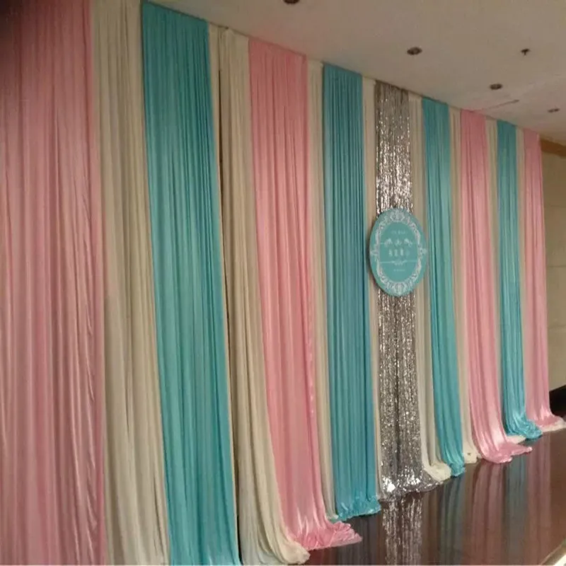 

3M*6M Fashion Colorfui Ice Silk wiht Sequins Swag Wedding Backdrop Curtain Baby Shower Backdrop , Wedding Drapes Backdrop DHL