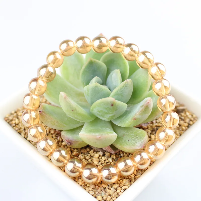 2018 Fashion Gold Crystal Bracelet for Men and Women Same Couple 8MM Natural Stone | Украшения и аксессуары