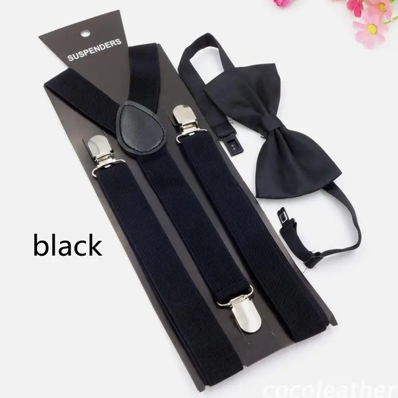 Yienws Wholesale 50 piece Bow Tie Suspenders Sets For Women Men Red Pink Burgundy Brace Suspensorio Unisex YiA037 |