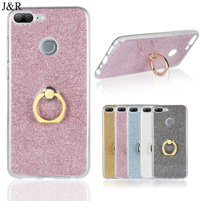 Bling Glitter Case for Huawei Honor 9 Lite Soft Silicone Cover 9Lite Fitted Cases Shining Phone Shell With Finger Ring |