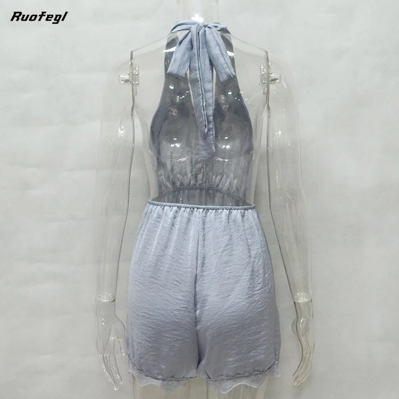 Ruofegl Женщины глубокий V шеи спинки Комбинезон playsuit тела mujer femme без бретелек
