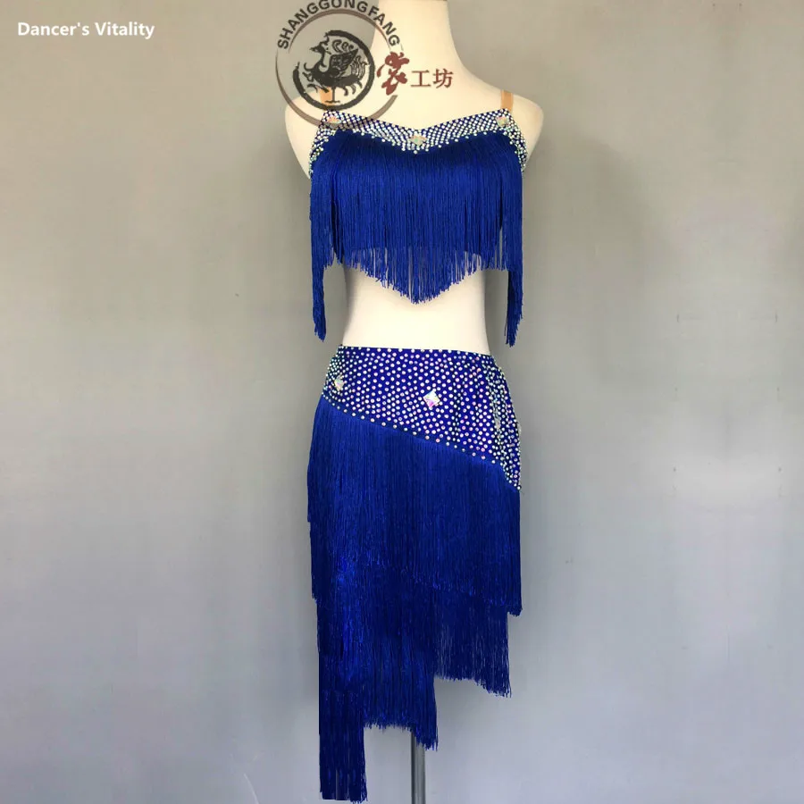 Одежда для латиноамериканских танцев девочек топ из спандекса с кисточками и