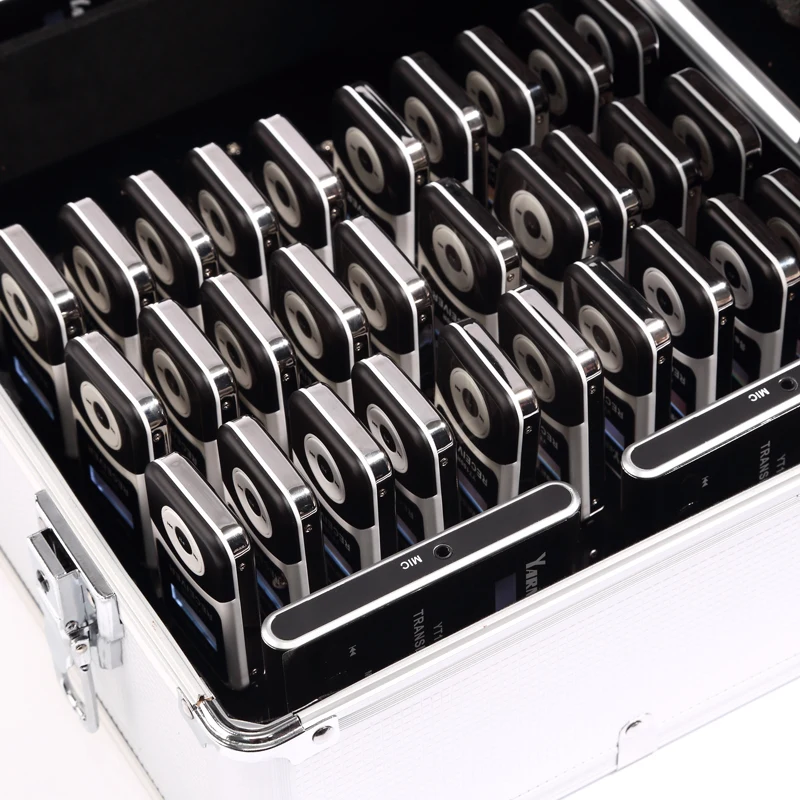 YARMEE Big Set Audio Tour Guide System/ Earphone Equipment 4 Transmitters And 60 Receivers | Microphones