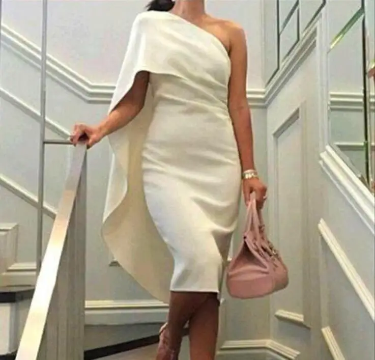 2017 сексуальное коктейльное облегающее платье для вечеринки на одно плечо белое
