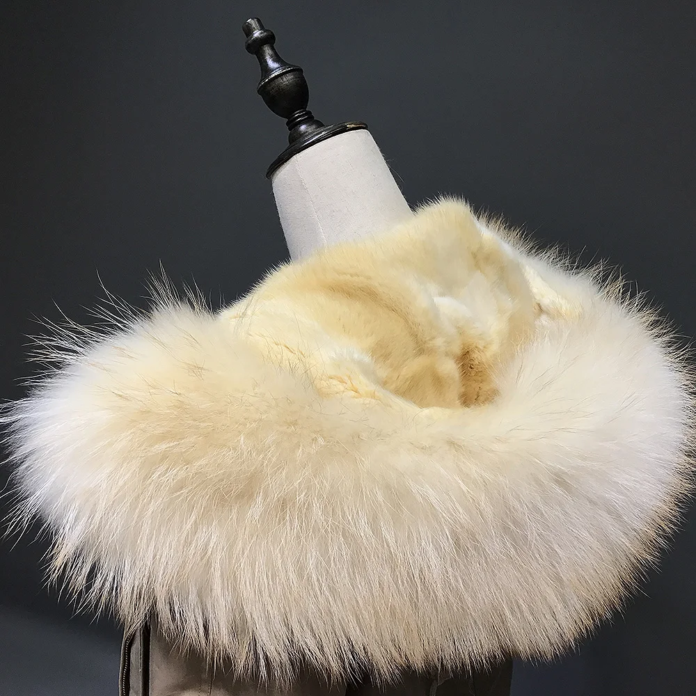 Maylofuer Detachable Natural Green Root Mink Fur Inner Parka Real Raccoon Collar Hood Coat Women Parkas Warm Golden | Женская одежда