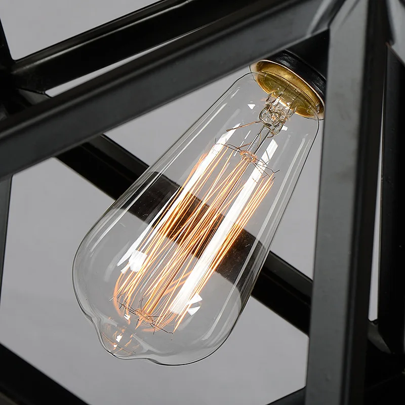 

HAIXIANG Vintage Retro Pendant Lam Iron Geometric Diamond Industrial Bar Cafe Pendant Light for Dining Room