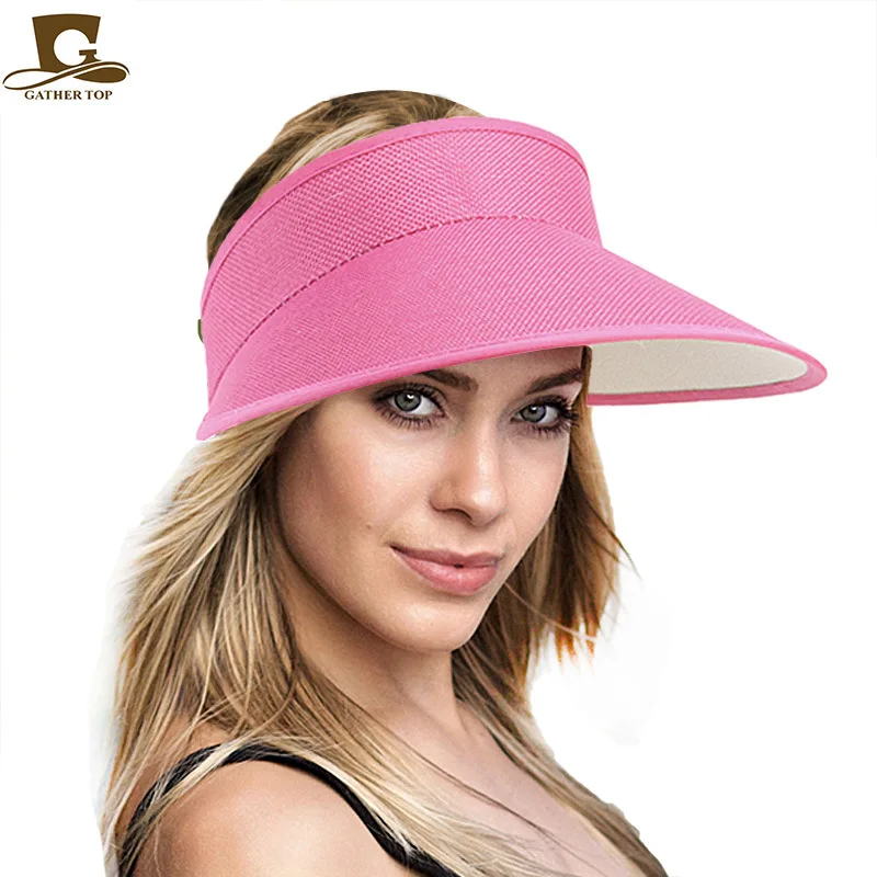 

Women empty Top sun hat fashion Summer Style hemp cap Plastic Sun Visor Hat