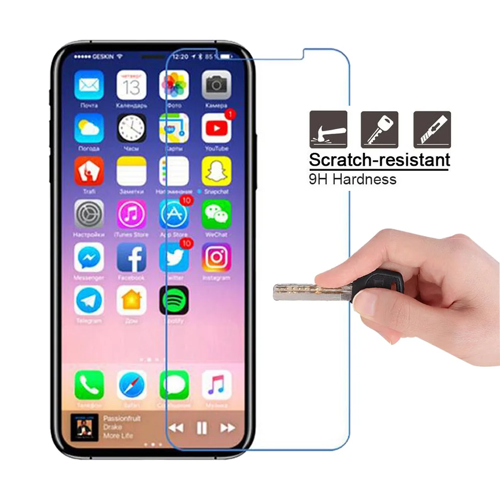 10 шт. оптом для iPhone X 0 3 мм 2.5D прозрачное 9H закаленное стекло премиум класса Защита