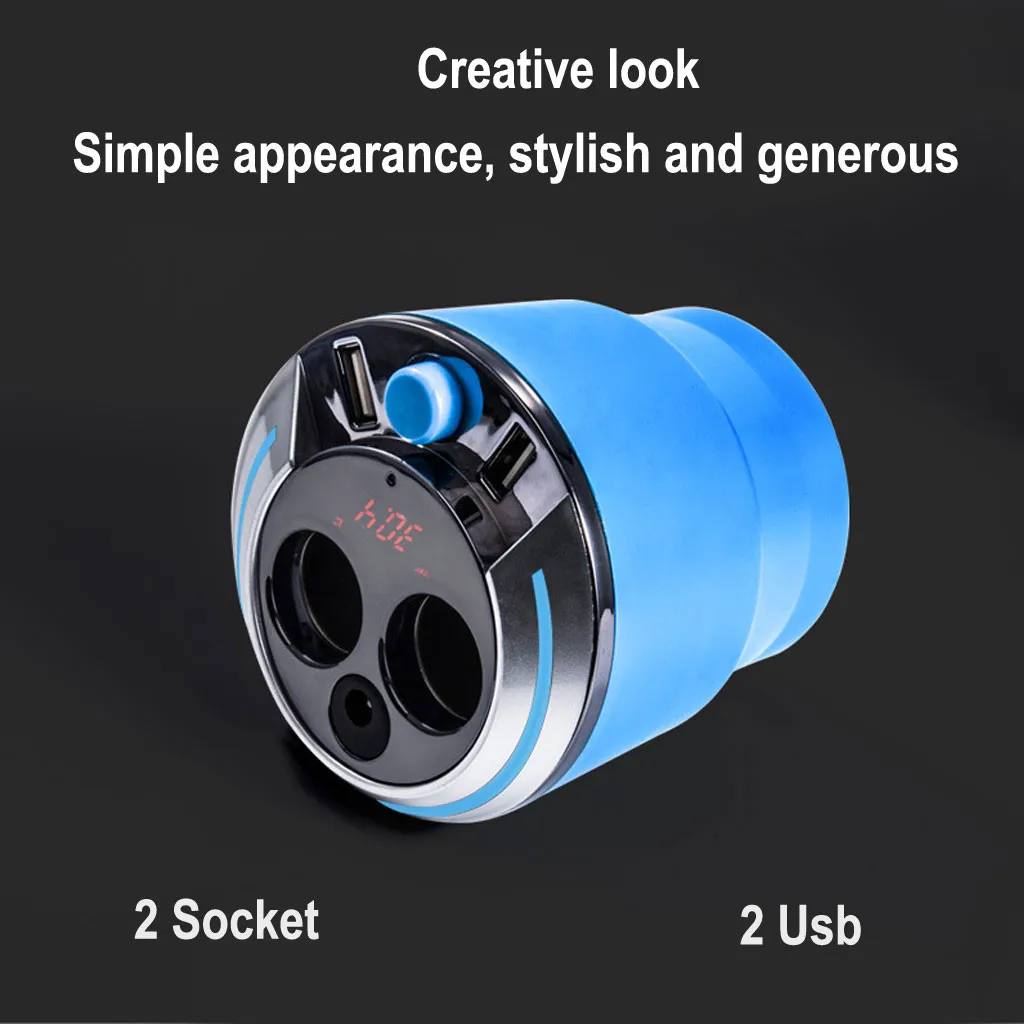 Powstro Dual USB Автомобильное зарядное устройство Bluetooth автомобильный держатель чашки многофункциональный набор fm-передатчик прикуриватель адаптер CA