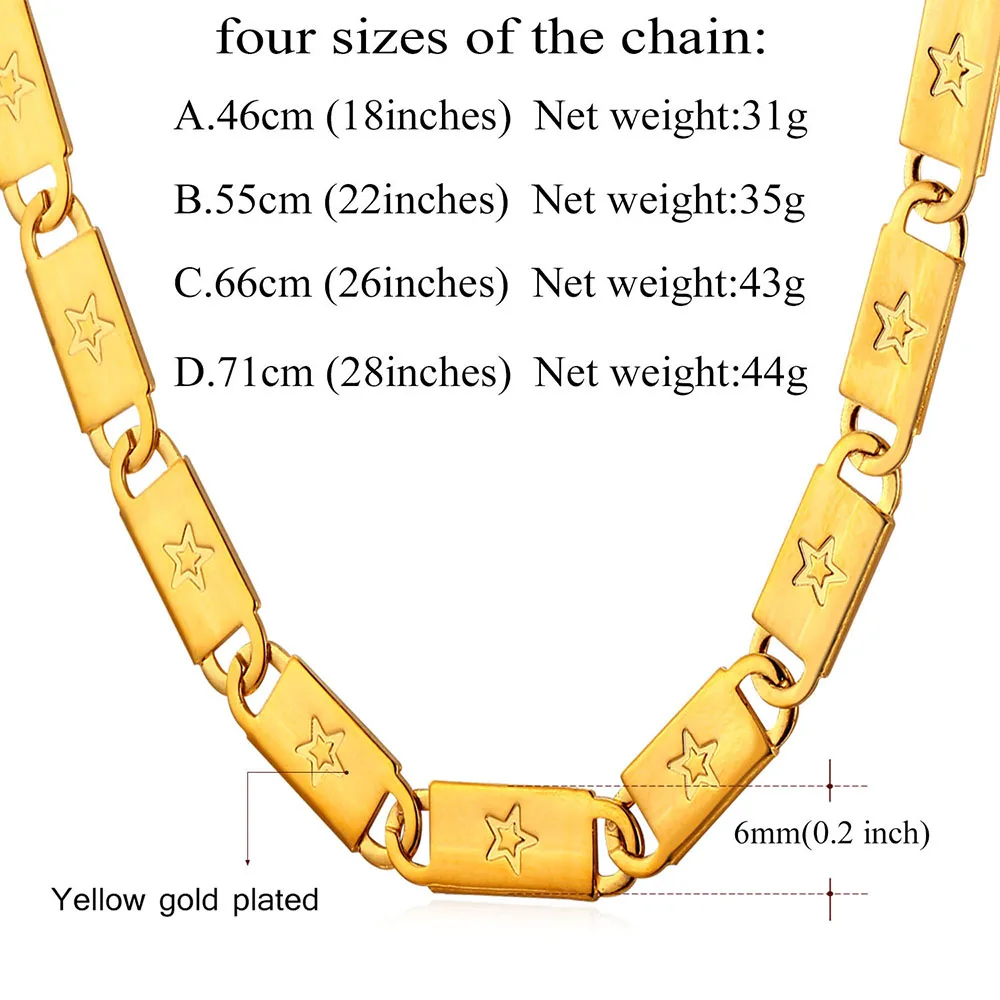 U7 Мужской Стальный Ожерелье Звезда Шаблон Звено Чокер Для Мужчин Ювелирные