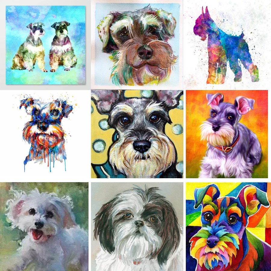 Алмазная живопись на заказ мозаика schnauzer 5d daimond вышивка квадратные стразы