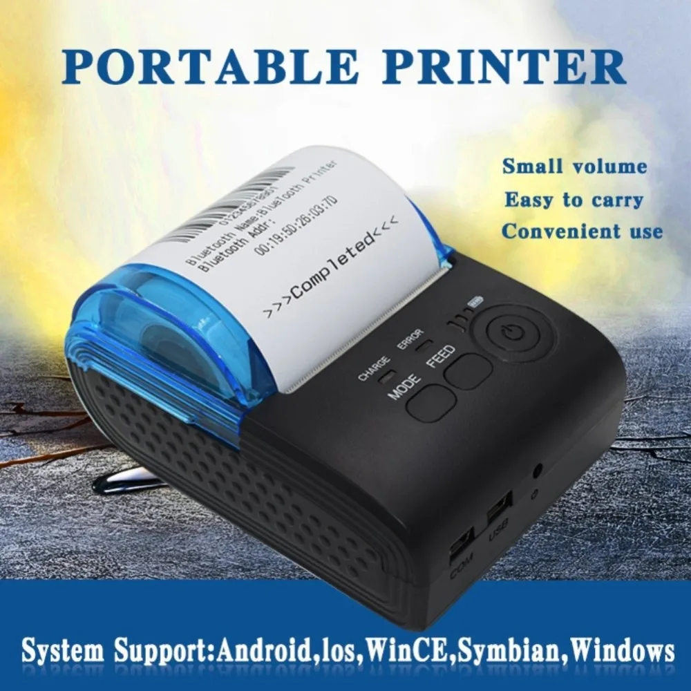 

Portable Printer Thermal Receipt Printer mini Wireless Bluetooth Printer for iOS Android 58mm USB Thermal Printer With AU Plug