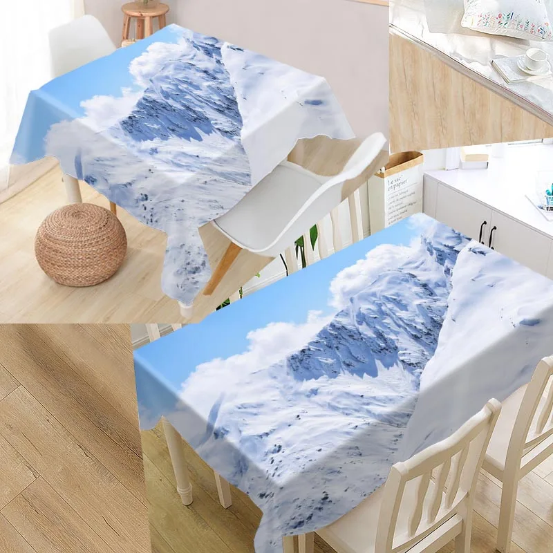 Custom Snow Pattern Tablecloth Waterproof Oilproof Rectangular Home Wedding Textiles | Дом и сад