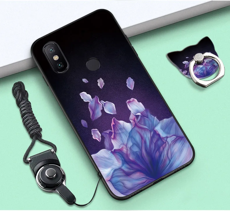 Xiaomi Mi A2 Case Luxury Slim Black Frame Cartoon Painted Soft TPU Back Cover For Silicone #VA | Мобильные телефоны и