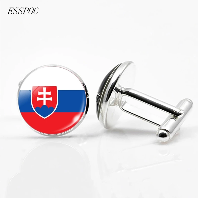 Slovakia Великобритания запонки с изображением флага Европа Национальный флаг Франция Италия Испания Польша. Голландский Флаг России мужские свадебные запонки - Окраска металла: Slovakia