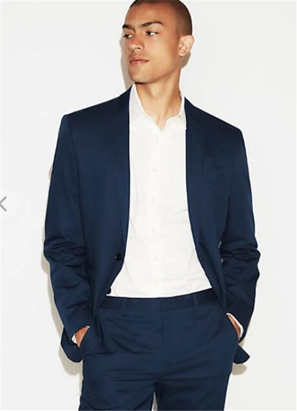 Красивый темно синий мужской костюм на заказ из 2 предметов (пиджак + брюки)