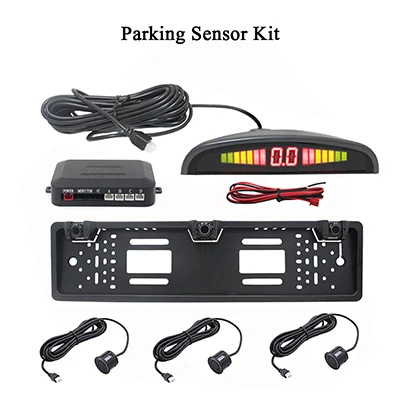 Parking Sensor Kit OkeyTech автоматический парктроник комплект светодиодных датчиков парковки 19 мм Датчик s Европейский номерной знак рамка обратный резервный Радар монитор детектор - Название цвета: Parking Sensor Kit